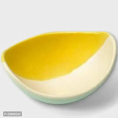 Claymistry Ceramic Yellow  White Boat Shaped Bowl-thumb0