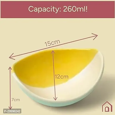 Claymistry Ceramic Yellow  White Boat Shaped Bowl-thumb4