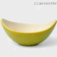 Claymistry Ceramic Yellow  White Boat Shaped Bowl-thumb1