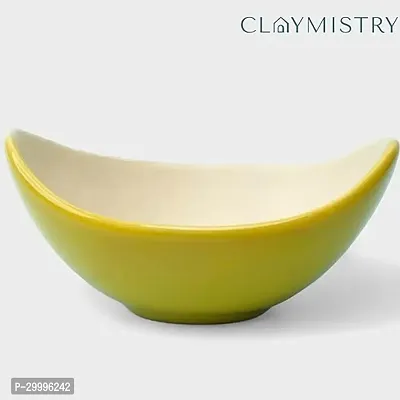 Claymistry Ceramic Yellow  White Boat Shaped Bowl-thumb2