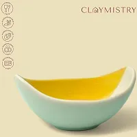 Claymistry Ceramic Yellow  White Boat Shaped Bowl-thumb2