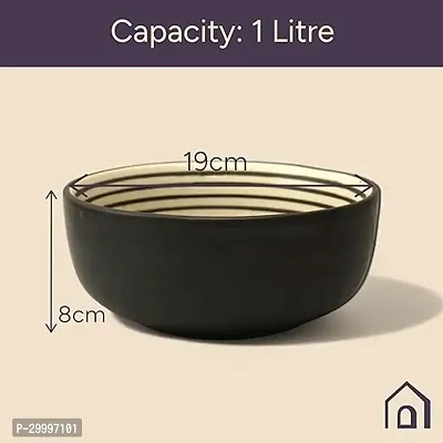 Claymistry Ceramic Black with Circular Patterns Bowl-thumb4