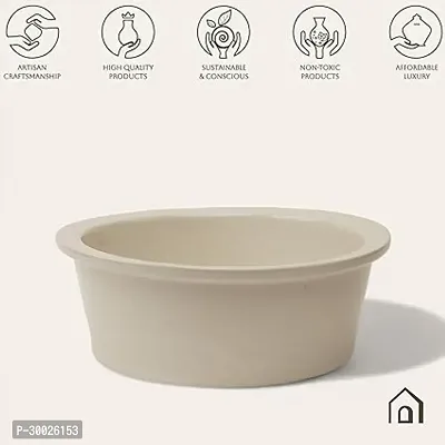 Claymistry Ceramic Ivory Water Bowl for Pets-thumb2