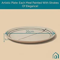 Claymistry Ceramic Ivory with Black Abstract Design Dinner Plate-thumb3