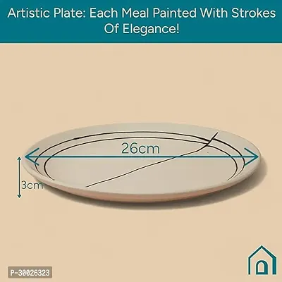 Claymistry Ceramic Ivory with Black Abstract Design Dinner Plate-thumb4