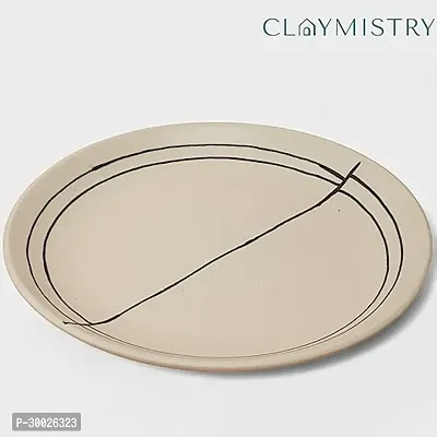 Claymistry Ceramic Ivory with Black Abstract Design Dinner Plate-thumb2