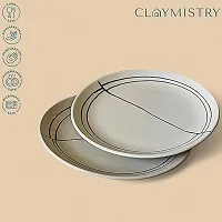 Claymistry Ceramic Ivory with Black Abstract Design Dinner Plate-thumb2