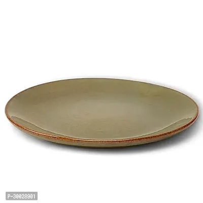 Claymistry Ceramic Dinner  Snacks Olive Green with Reddish Brown Edge Plate