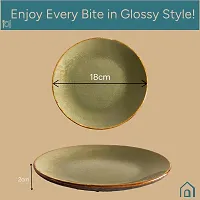 Claymistry Ceramic Dinner  Snacks Olive Green with Reddish Brown Edge Plate-thumb3