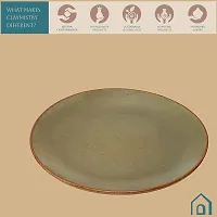 Claymistry Ceramic Dinner  Snacks Olive Green with Reddish Brown Edge Plate-thumb2