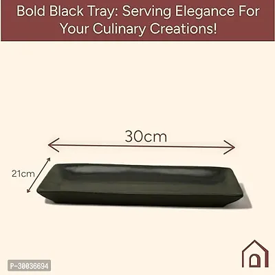 Claymistry Ceramic Dinner  Snacks Black Rectangle Tray-thumb4