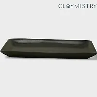 Claymistry Ceramic Dinner  Snacks Black Rectangle Tray-thumb1