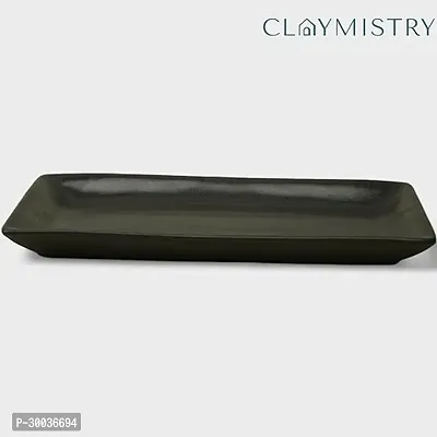 Claymistry Ceramic Dinner  Snacks Black Rectangle Tray-thumb2