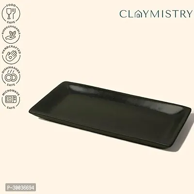 Claymistry Ceramic Dinner  Snacks Black Rectangle Tray-thumb3