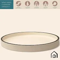 Claymistry Ceramic Dinner  Snacks Ivory with Black Edges Round Tray-thumb2