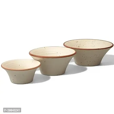 Claymistry Ceramic Ivory Serving Bowl, Set of 3