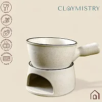 Claymistry Ceramic Ivory Fondue Set-thumb1