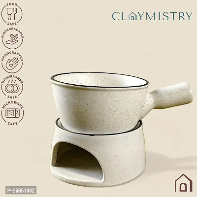 Claymistry Ceramic Ivory Fondue Set-thumb2