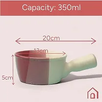 Claymistry Ceramic Pink Tri-Shaded Fondue Set (Bowl 20cm * 13cm * 5cm) (Coaster 13cm * 13cm * 7cm) Glossy | Dishwasher  Microwave Safe | Melting Pot for Cheese  Chocolate | | Premium Crockery-thumb1