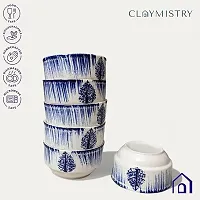 Claymistry Ceramic White with Traditional Leaf Prints Serving Bowl Set of 6-thumb2