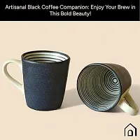 Claymistry Ceramic Black  White with Ridges Mug  Set of 2-thumb1