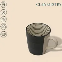 Claymistry Ceramic Black  White with Ridges Mug  Set of 2-thumb2