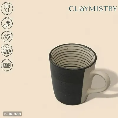 Claymistry Ceramic Black  White with Ridges Mug  Set of 2-thumb3