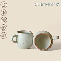 Claymistry Round Ceramic Ivory with Brown Edge Mug Set of 2-thumb2