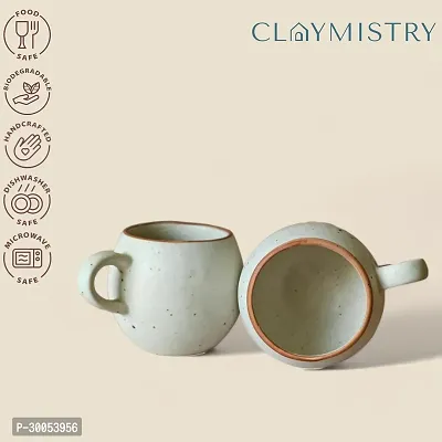 Claymistry Round Ceramic Ivory with Brown Edge Mug Set of 2-thumb3