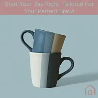 Claymistry Ceramic White, Grey  Blue Stripes Mug  Set of 2-thumb1