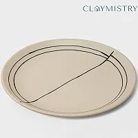 Claymistry Ceramic Ivory with Black Abstract Design Dinner Plate-thumb1