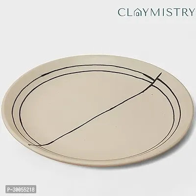 Claymistry Ceramic Ivory with Black Abstract Design Dinner Plate-thumb2