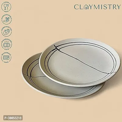 Claymistry Ceramic Ivory with Black Abstract Design Dinner Plate-thumb3