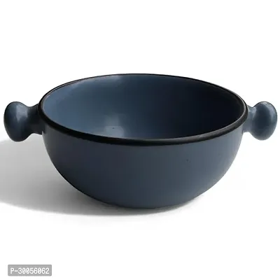 Claymistry Ceramic Grey  Black Rim Bowl with Handle-thumb0