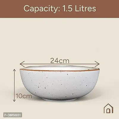 Claymistry Big Ceramic Biege with Brown Borders Serving Bowl-thumb4