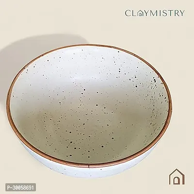 Claymistry Big Ceramic Biege with Brown Borders Serving Bowl-thumb2