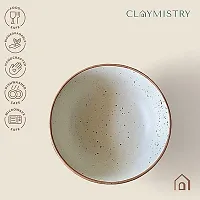 Claymistry Big Ceramic Biege with Brown Borders Serving Bowl-thumb2