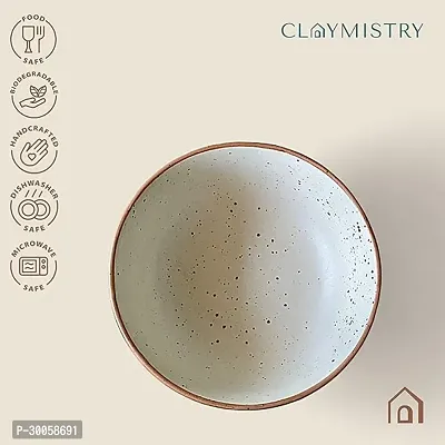 Claymistry Big Ceramic Biege with Brown Borders Serving Bowl-thumb3