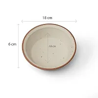 Claymistry Wide Tall Ceramic Ivory with Brown Borders Serving Bowl-thumb1