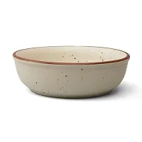 Claymistry Wide Ceramic Ivory with Brown Borders  Ridges Serving Bowl-thumb2