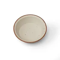 Claymistry Wide Ceramic Ivory with Brown Borders  Ridges Serving Bowl-thumb1