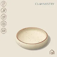 Claymistry Wide Ceramic Ivory with Brown Dots  Brown Edge Serving Bowl-thumb3