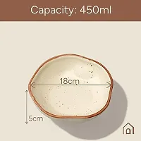 Claymistry Small Asymmetric Ceramic Ivory with Brown Dots  Brown Edge Serving Bowl-thumb3