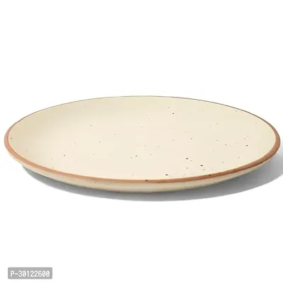 Ceramic Dinner  Snacks Ivory with Brown Borders  Ridges Quarter Serving Plate-thumb0