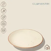 Ceramic Dinner  Snacks Ivory with Brown Borders  Ridges Quarter Serving Plate-thumb2