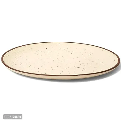 Ceramic Dinner  Snacks Ivory with Dark Brown Edge  Ridges Quarter Serving Plate-thumb0