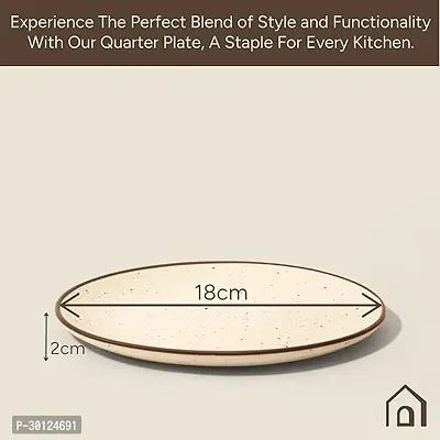 Ceramic Dinner  Snacks Ivory with Dark Brown Edge  Ridges Quarter Serving Plate-thumb4