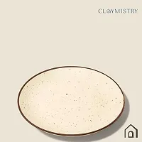 Ceramic Dinner  Snacks Ivory with Dark Brown Edge  Ridges Quarter Serving Plate-thumb1