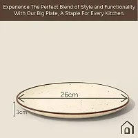 Ceramic Dinner  Snacks Ivory with Dark Brown Edge  Ridges Serving Plate-thumb3