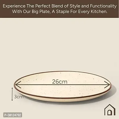 Ceramic Dinner  Snacks Ivory with Dark Brown Edge  Ridges Serving Plate-thumb4